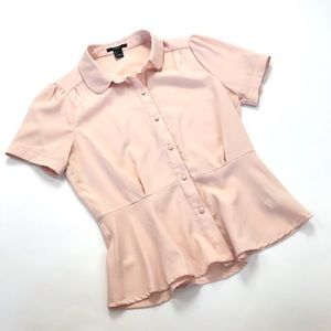 Forever 21 Peplum Blouse Peach Sz Sm